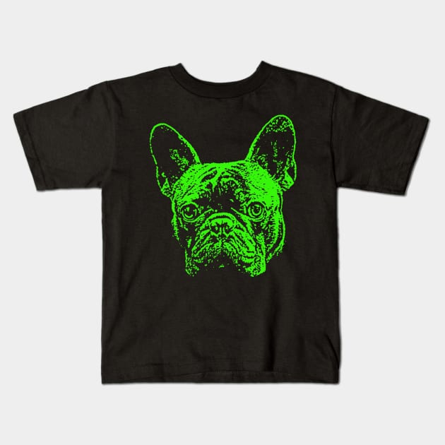 Green French Bulldog Kids T-Shirt by childofthecorn